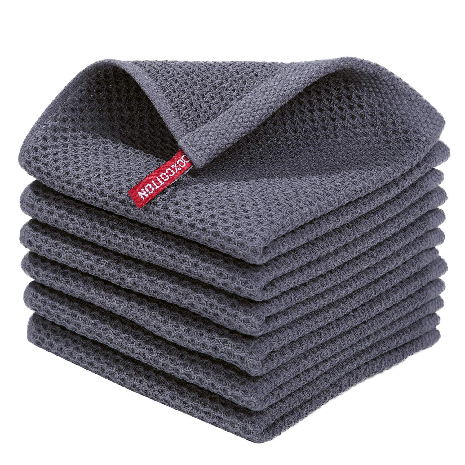 100% Cotton Waffle Weave Kitchen Dish Cloths， Ultra Soft Absorbent Quick Dryin