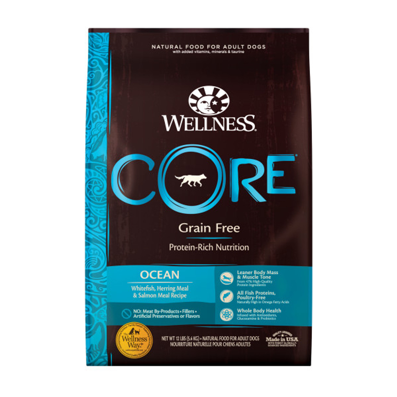 Wellness CORE Grain Free Ocean Dog Food， 12 Lb. Bag