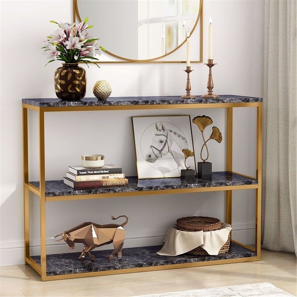 3-Tier Sofa Console Table， Vintage Entry Table