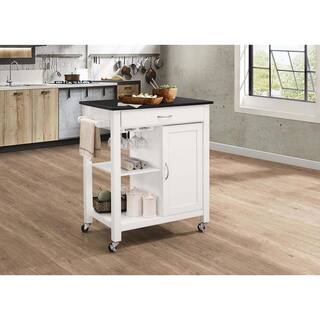 Whatseaso Wooden Kitchen Island In Black and White L-K110498774