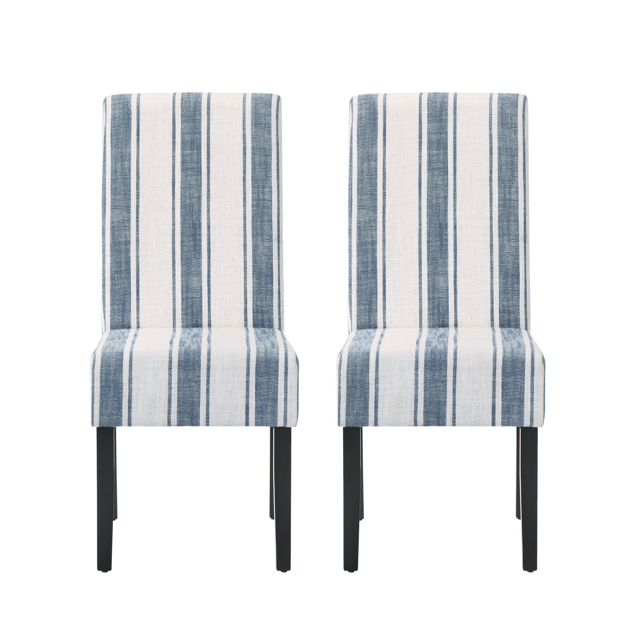 Percival Contemporary Upholstered Striped Dining Chairs, Set of 2