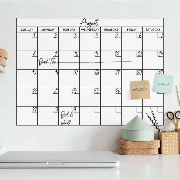 Basics Dry Erase Calendar Peel And Stick Giant Wall Decal Black Roommates