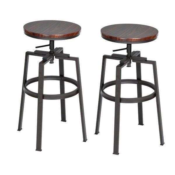 Carbon Loft Swivel Wood Adjustable Height Bar Stools (Set of 2)