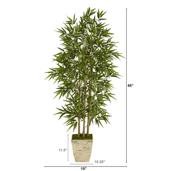 65 Bamboo Artificial Tree in Country White Planter