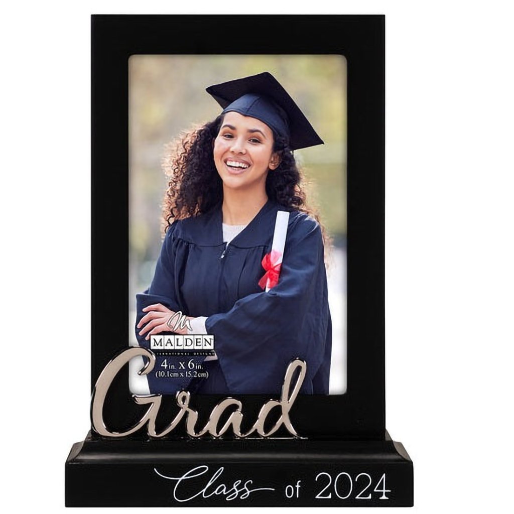 Malden  Grad Class of 2024 Platform Picture Frame with Metal Word Attachment Holds 4