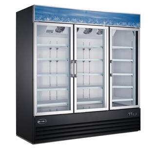 SABA 78 in. W 63 cu. ft. Three Glass Door Commercial Merchandiser Refrigerator Reach In in Black SM-72R