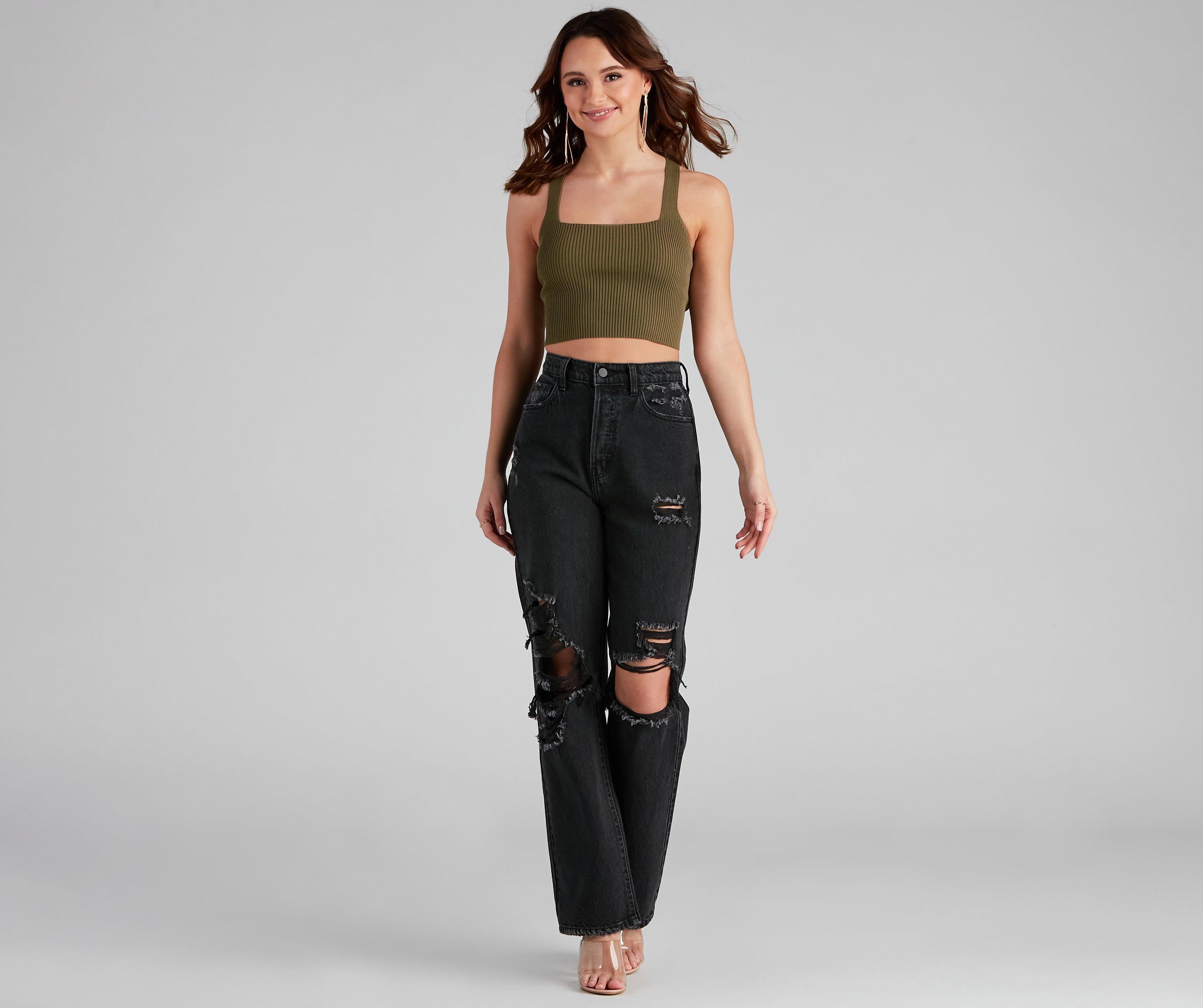 You Better Work Lace-Up Crop Top