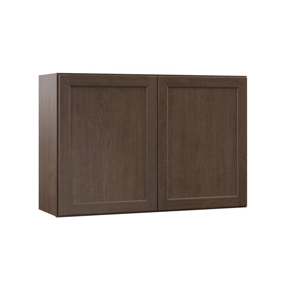 Hampton Bay Shaker Assembled 36x24x24 in. Above Refrigerator Deep Wall Bridge Kitchen Cabinet in Brindle KW362424-BDL