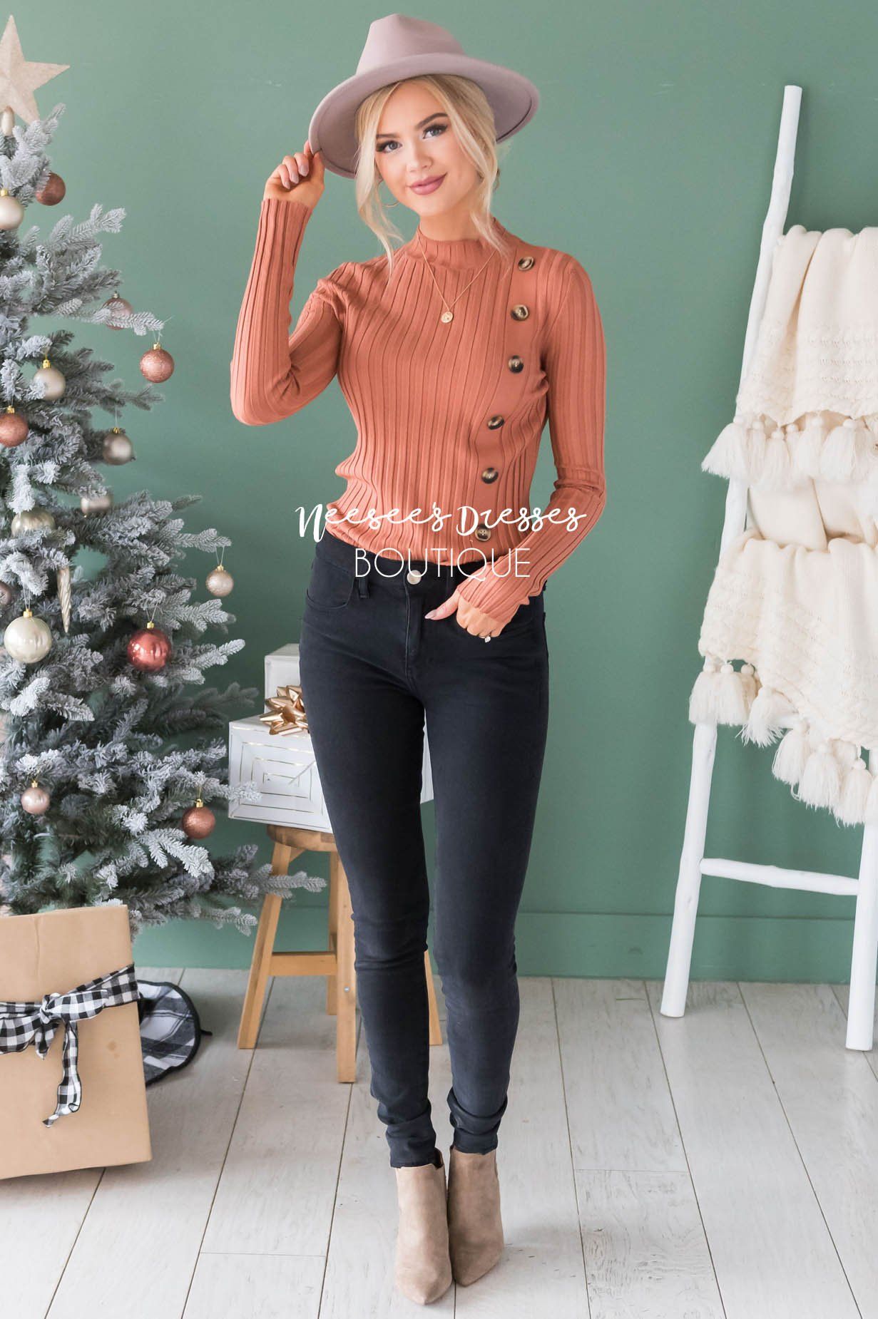 Button Up Ribbed Sweater