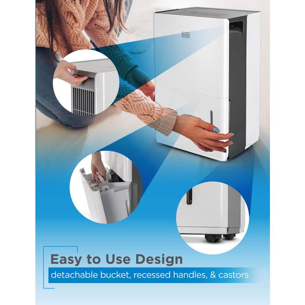 BLACKDECKER 50Pint Portable Dehumidifier With Bucket and Builtin Pump