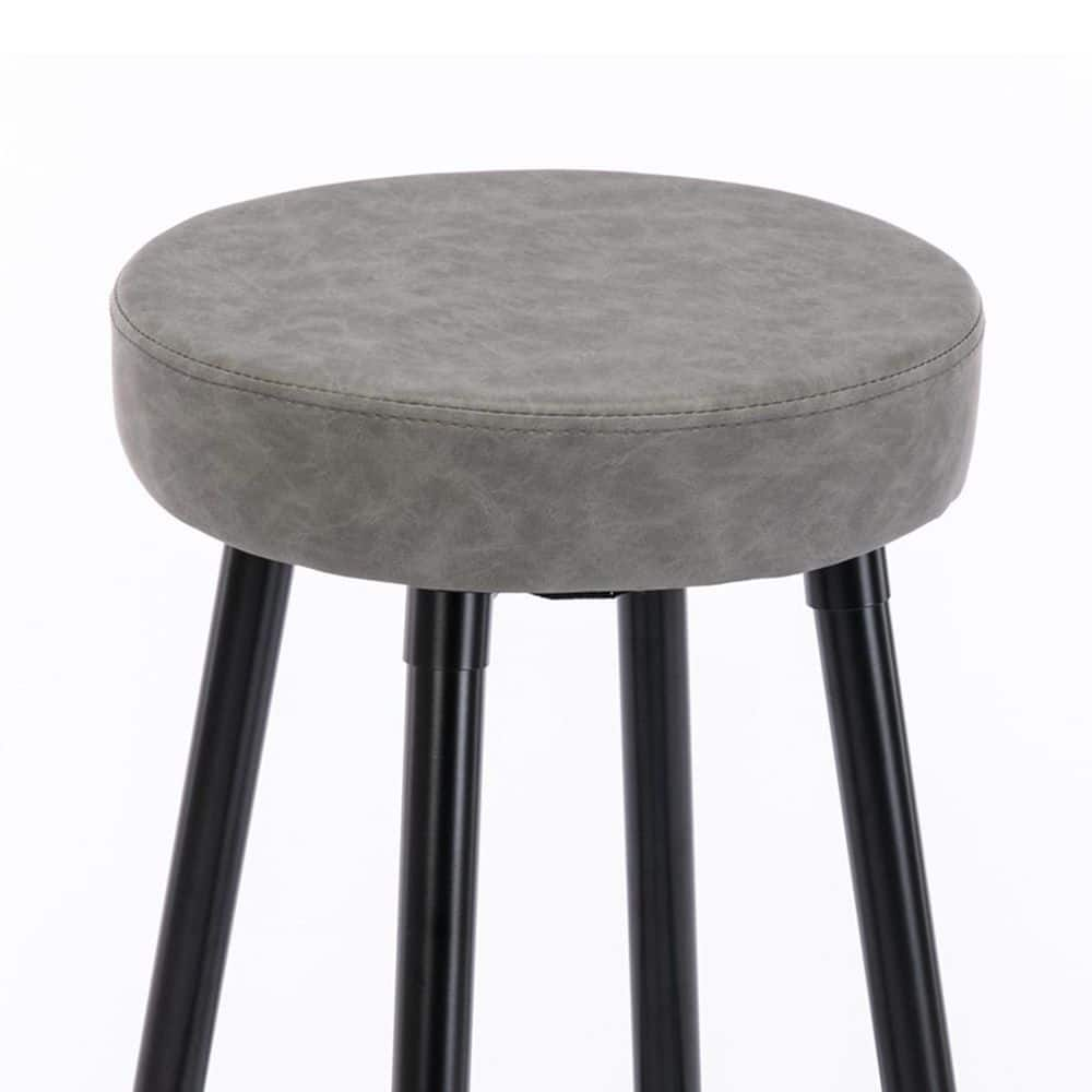 Amucolo 28.3 in. Gray Backless Metal Round Kitchen Counter Bar Stool for Counter Pub Height (Set of 2) AA-CYW1-205