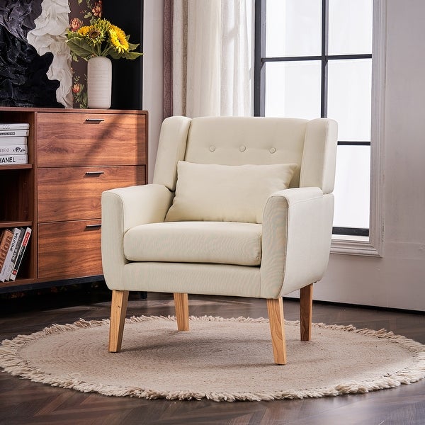 Wooden Upholstered Accent Chair Solid Armchair