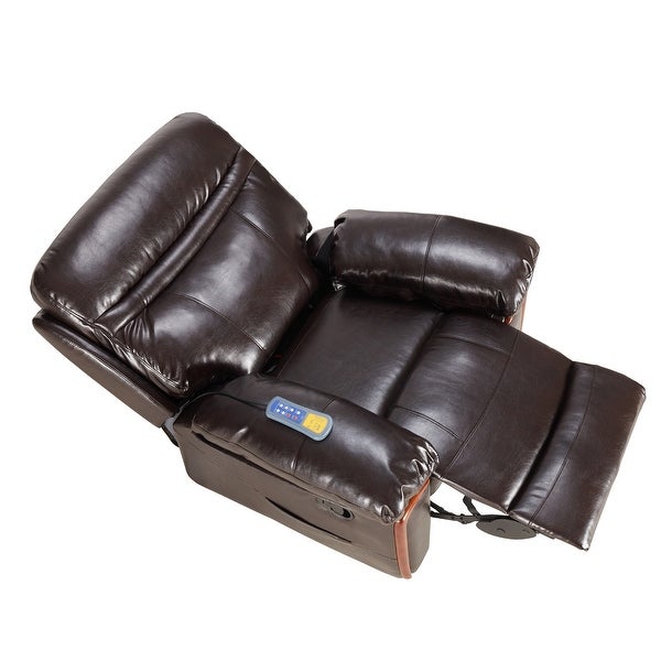 150-Degree Massage Recliner Extending Footrest PU Leather Sofa Chair with Remote Controller Heating and Massage Vibrating