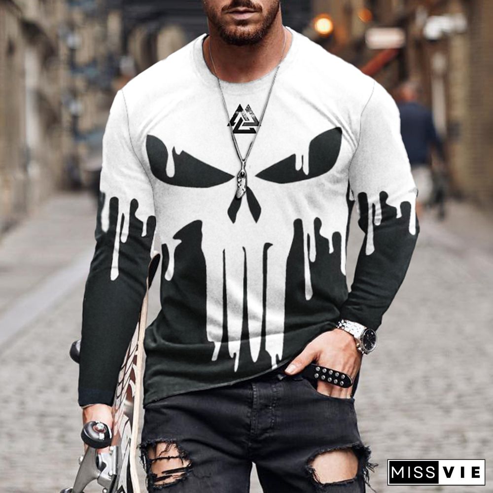 Skull Viking Casual Long Sleeved T-Shirt