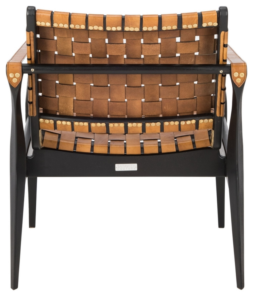 Conrad Leather Safari Chair Brown/Black   Midcentury   Armchairs And Accent Chairs   by V.S.D Furniture  Houzz