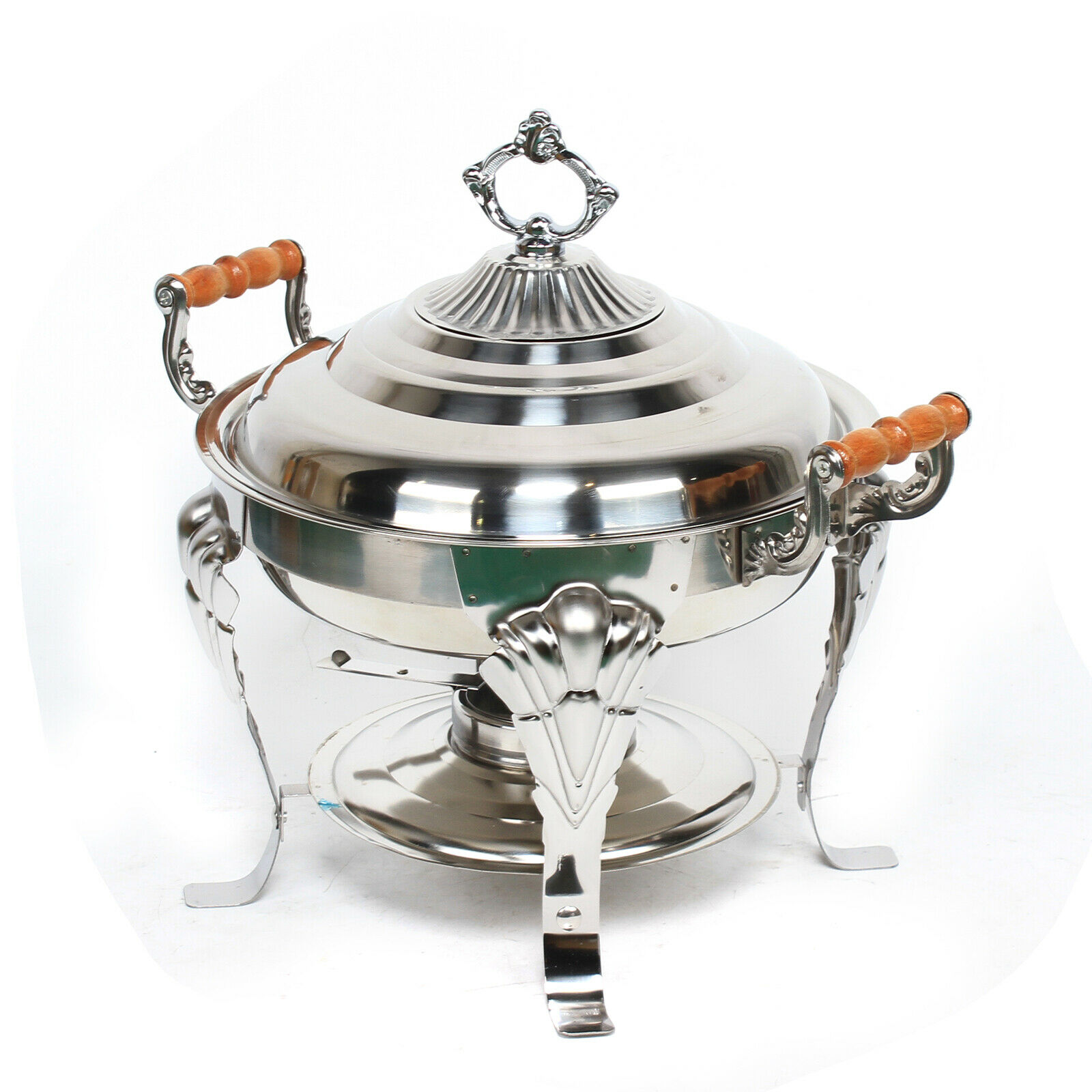 Oukaning Chafing Dish Stainless Steel Buffet Catering Tray Chafer Food Warmer Container Silver Rotate 30cm