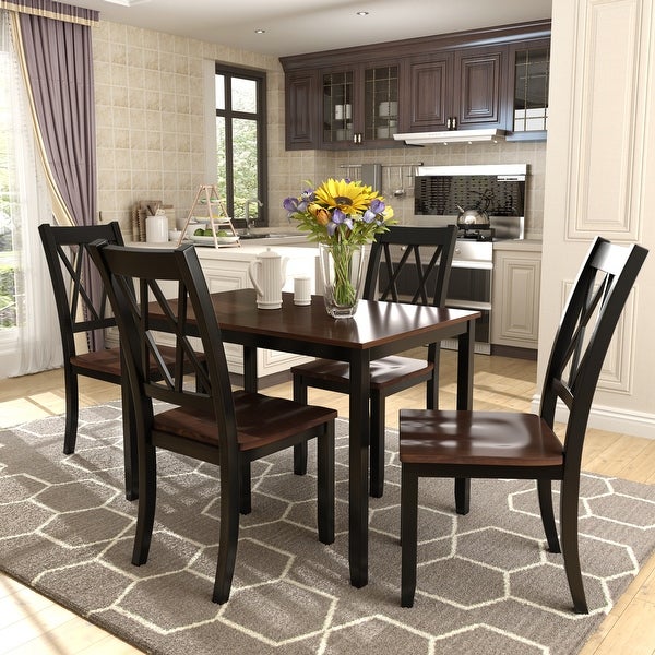 5-Piece Dining Table Set Home Kitchen Table and Chairs Wood Dining Set - N/A