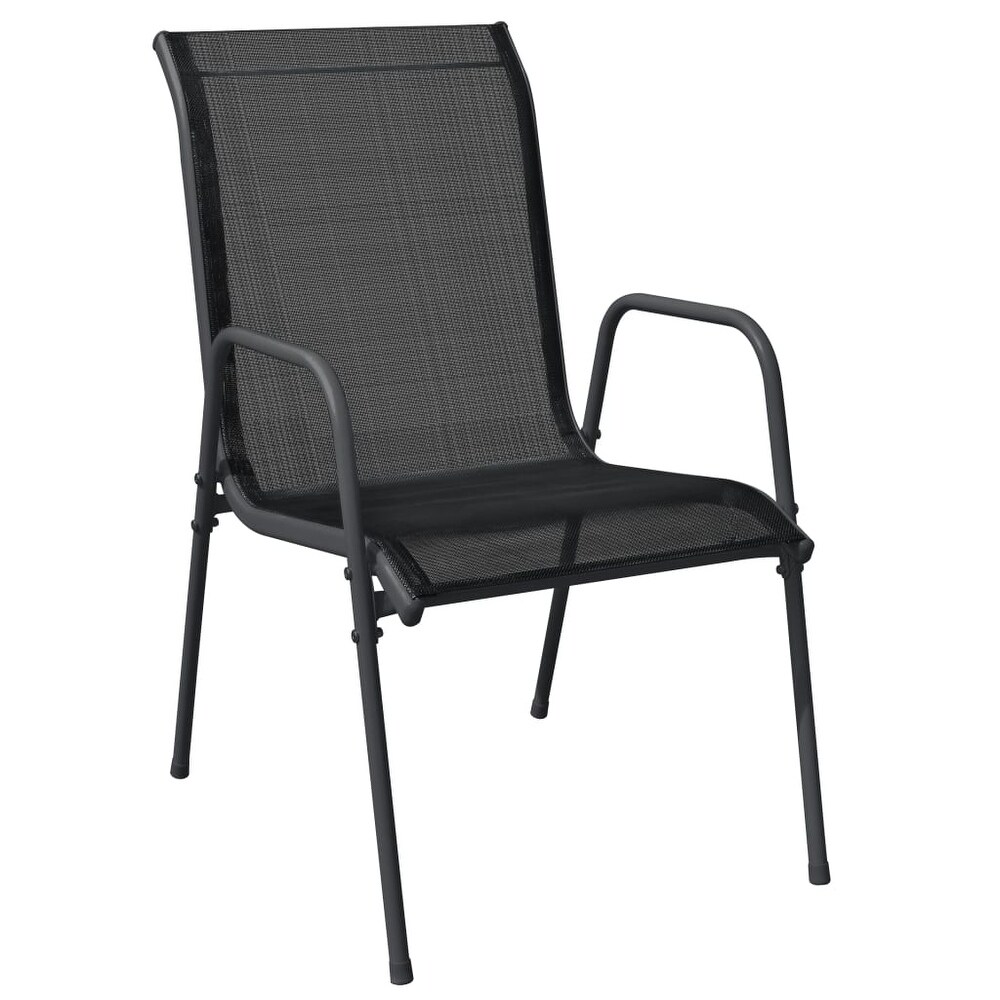 vidaXL Patio Dining Set Outdoor Table and Chair Black Steel and Textilene