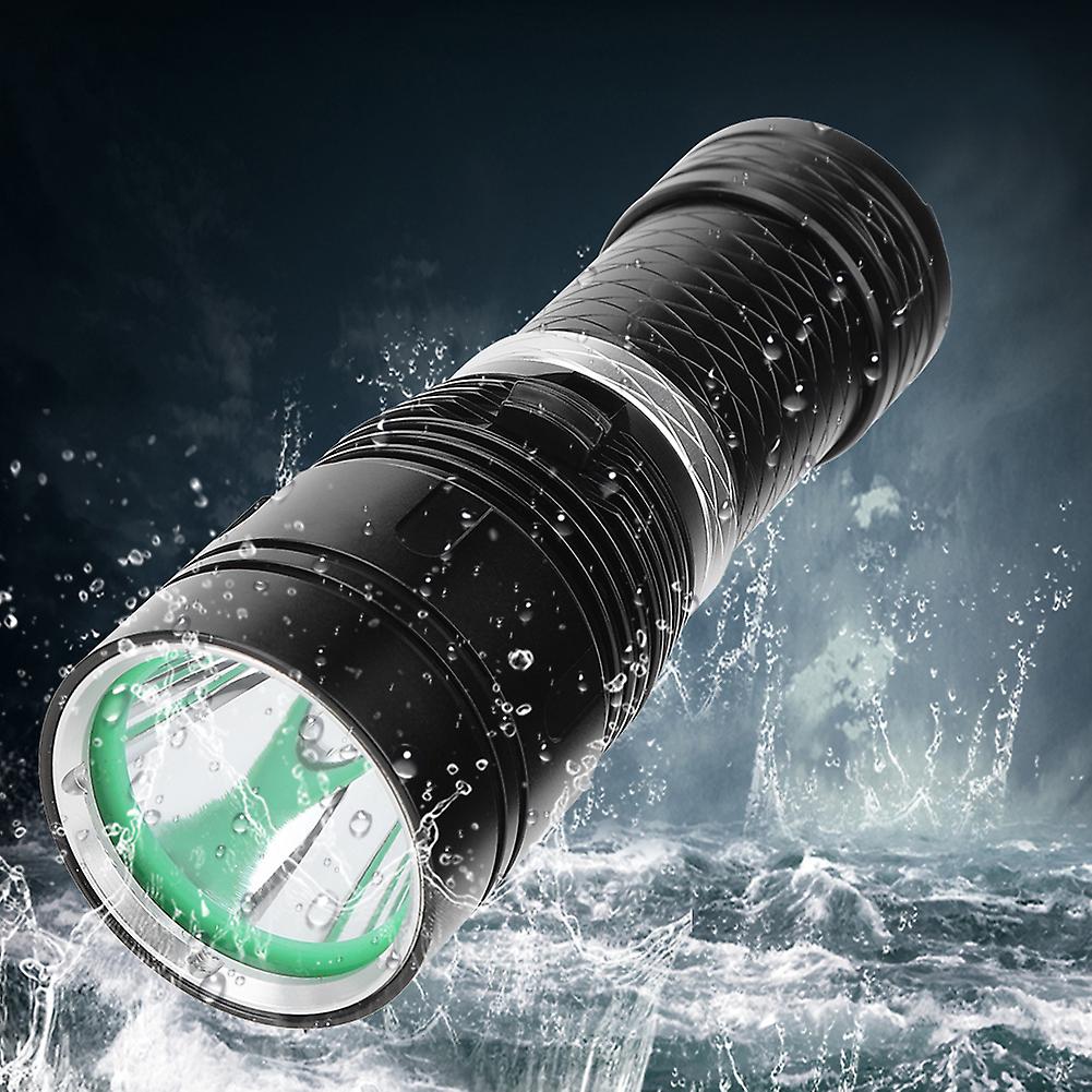 Black Aluminum L2 Led Diving Flashlight Stepless Dimming Waterproof Underwater Lantern Torch For Campingblack