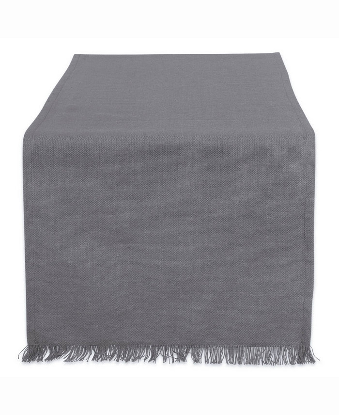 Design Imports Solid Gray Heavyweight Fringed Table Runner 14 X 72