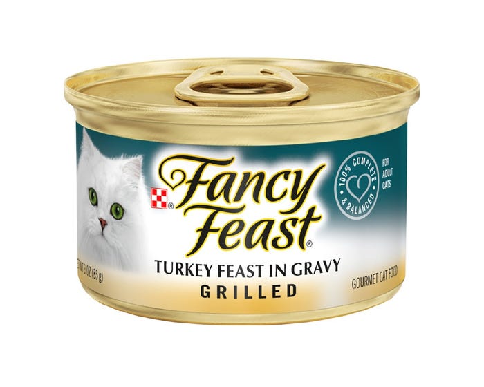 Purina Fancy Feast Grilled Turkey Feast in Gravy Gourmet Cat Food， 3 oz. Can