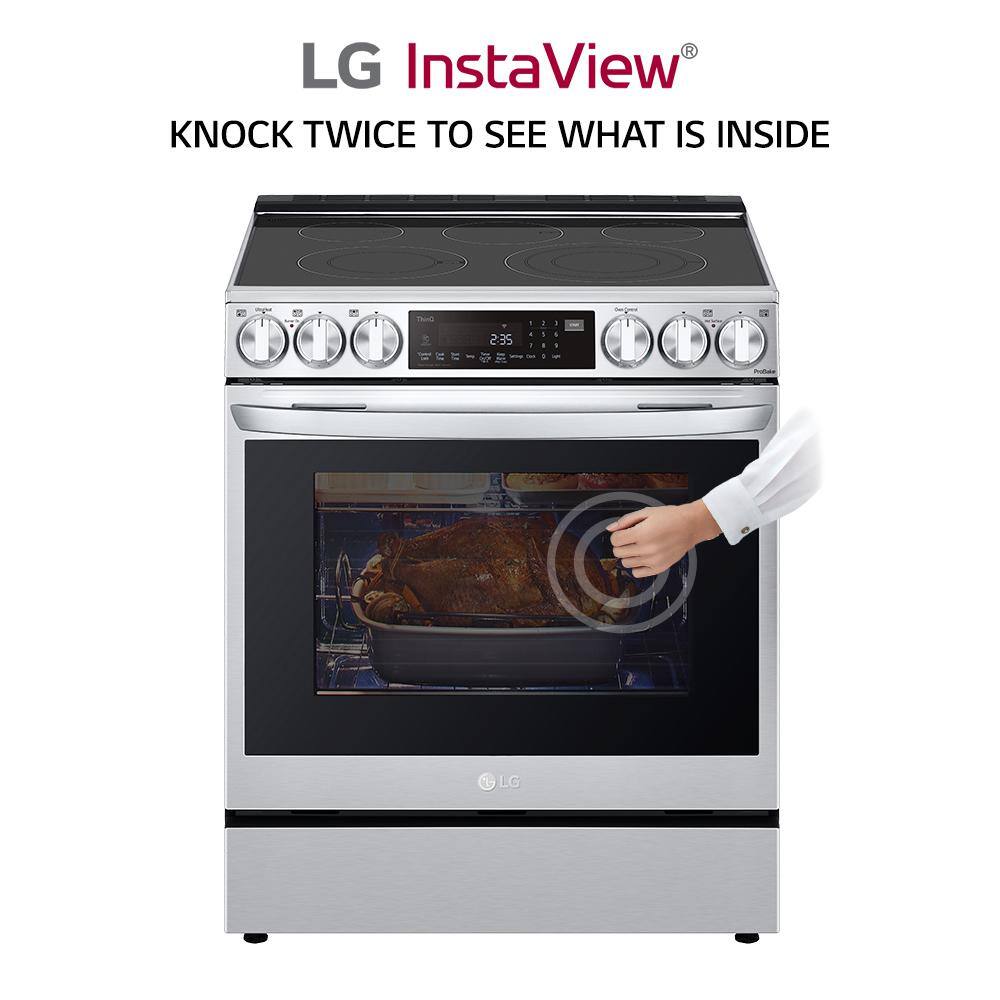 LG 6.3 cu. ft. Slide-in Electric Range with EasyClean Instaview and Air Fry in Printproof Stainless Steel LSEL6335F