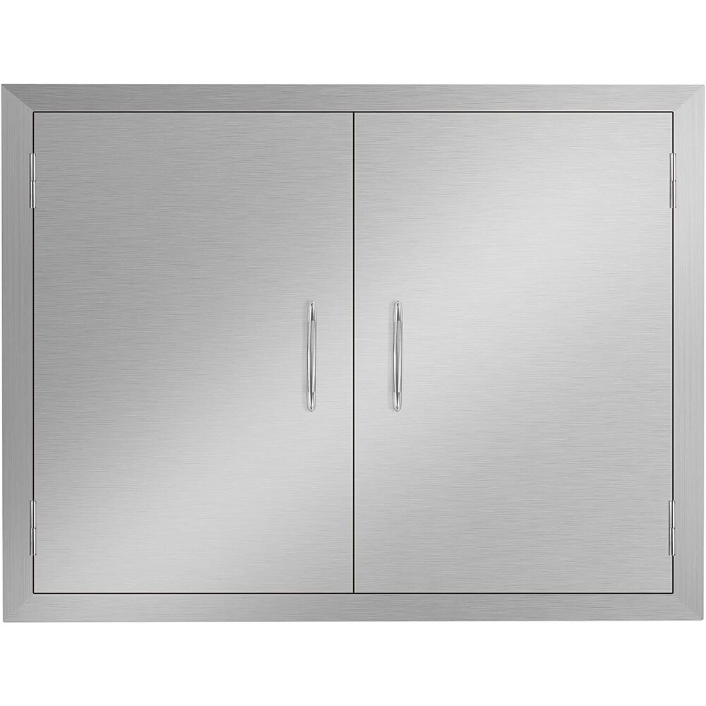 30 in. W x 21 in. H Double Outdoor Kitchen Access Door for BBQ Island Stainless Steel Storage Grill Door