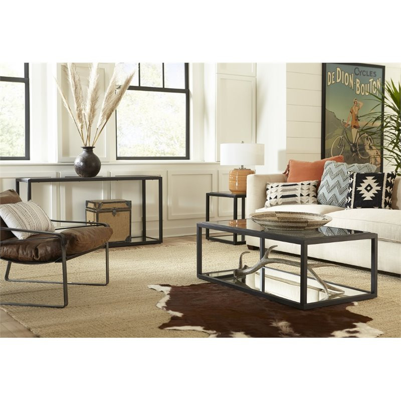 Modus Ellis Smoked Glass Top End Table in Nutmeg   Transitional   Side Tables And End Tables   by Homesquare  Houzz