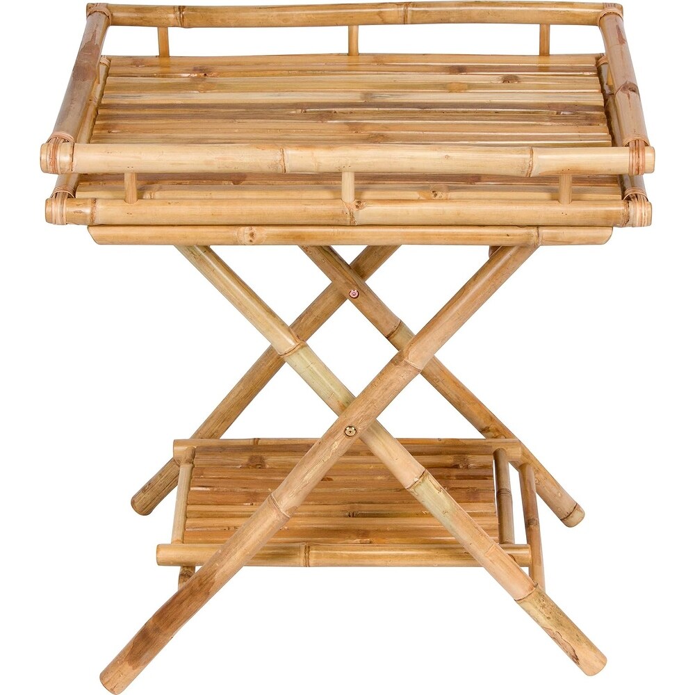 Bamboo Butler Table With Removable Serving Tray