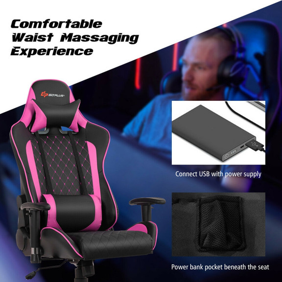 Costway 70458619 Massage Gaming Chair with Lumbar ...