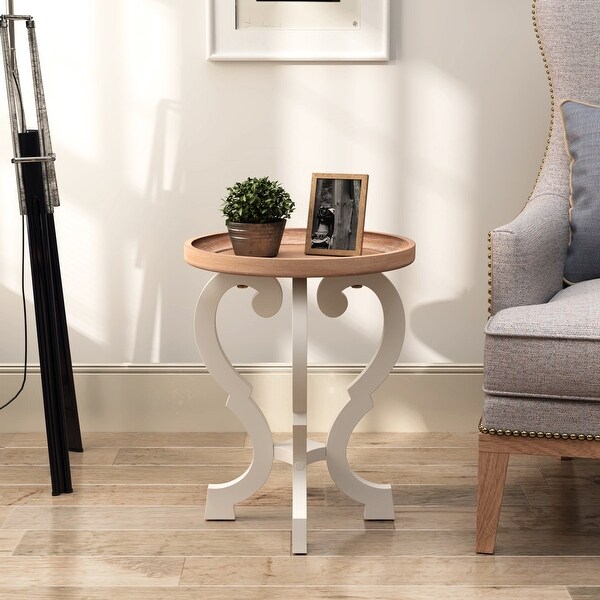 COZAYH 2-Pieces Rustic Farmhouse Tray Top End Table