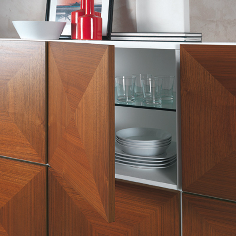 City Cabinet  White High Gloss/Walnut Doors   Midcentury   Accent Chests And Cabinets   by HedgeApple  Houzz