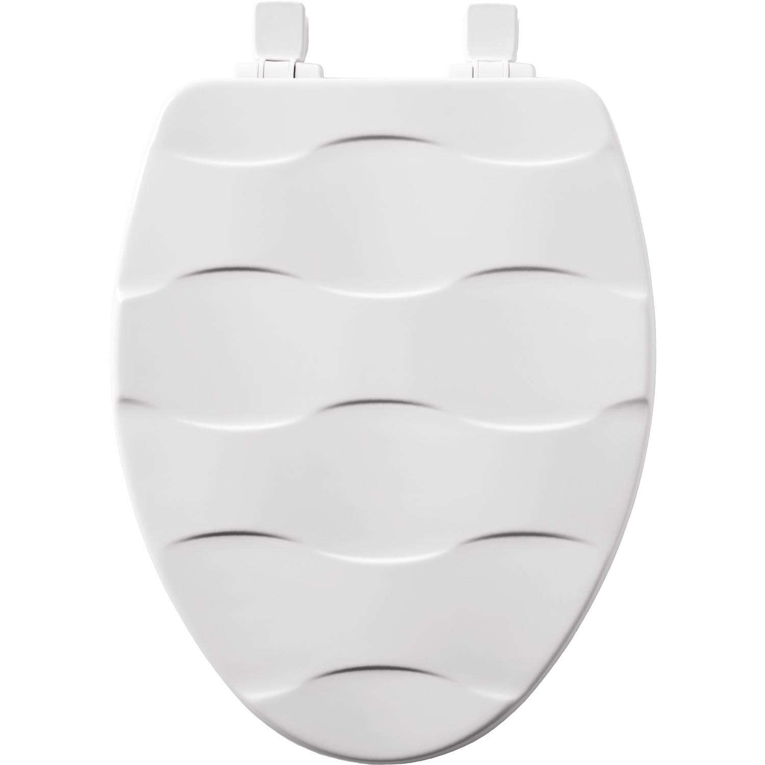 Mayfair by Bemis Basket Weave Slow Close Elongated White Enameled Wood Toilet Seat