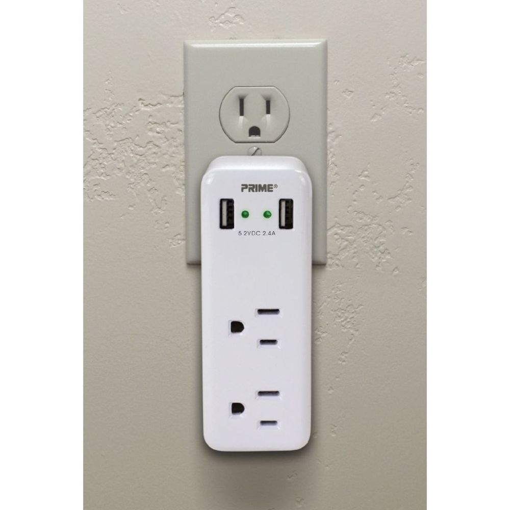 Prime 3 Prong 2 Outlet with 2 Port USB Charger ;