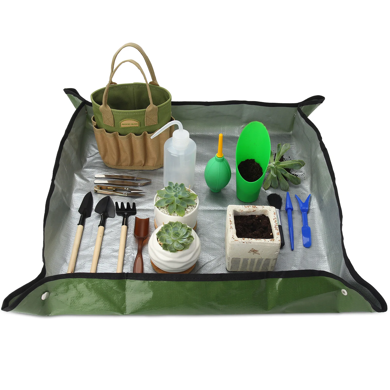 15 Pieces Succulent Tools Kit with Organizer Bag  Indoor Mini Garden Hand Tools Set with Carrier