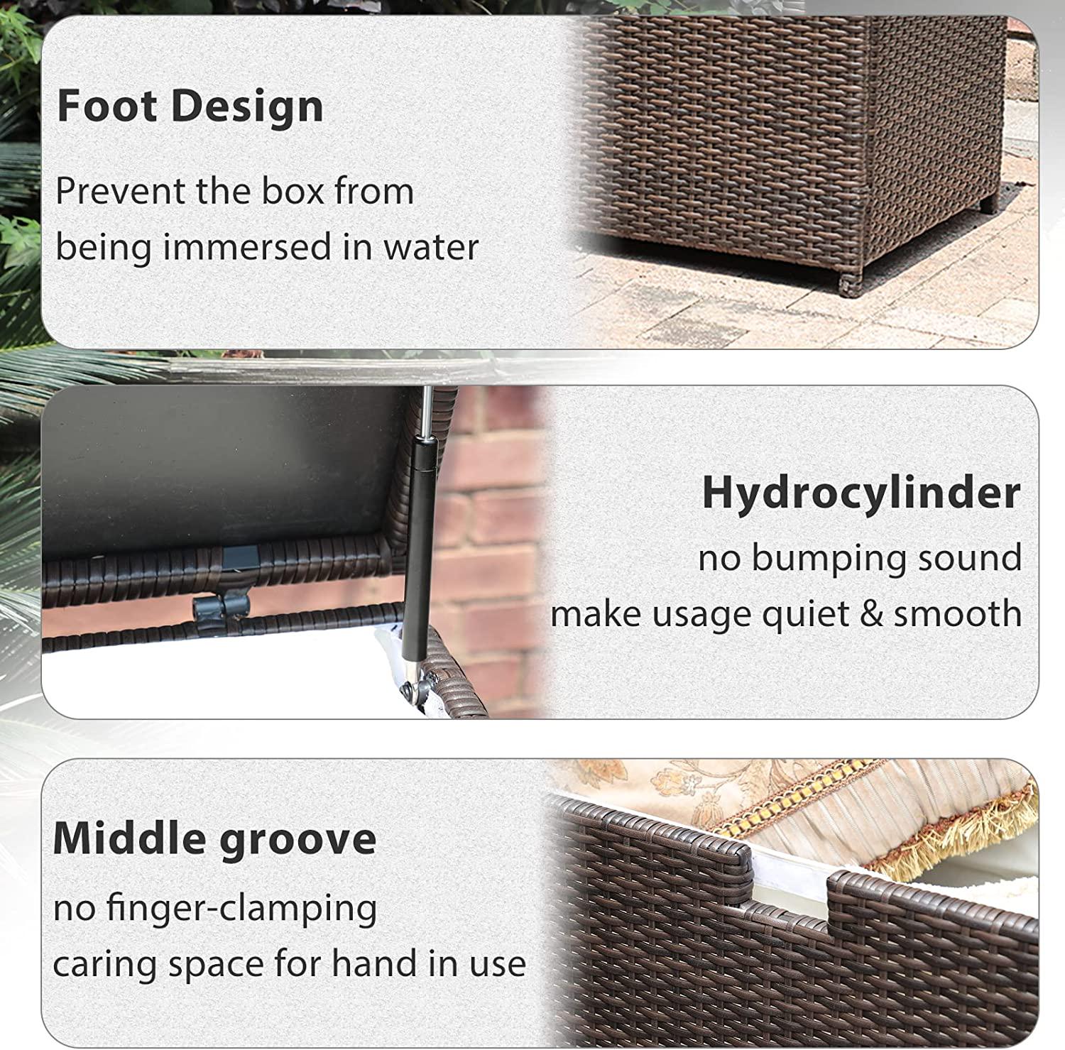 Super Patio Outdoor Patio Storage Box Waterproof, 120 Gallon Large Deck Box Wicker Storage Bin for Cushions, Garden Tools