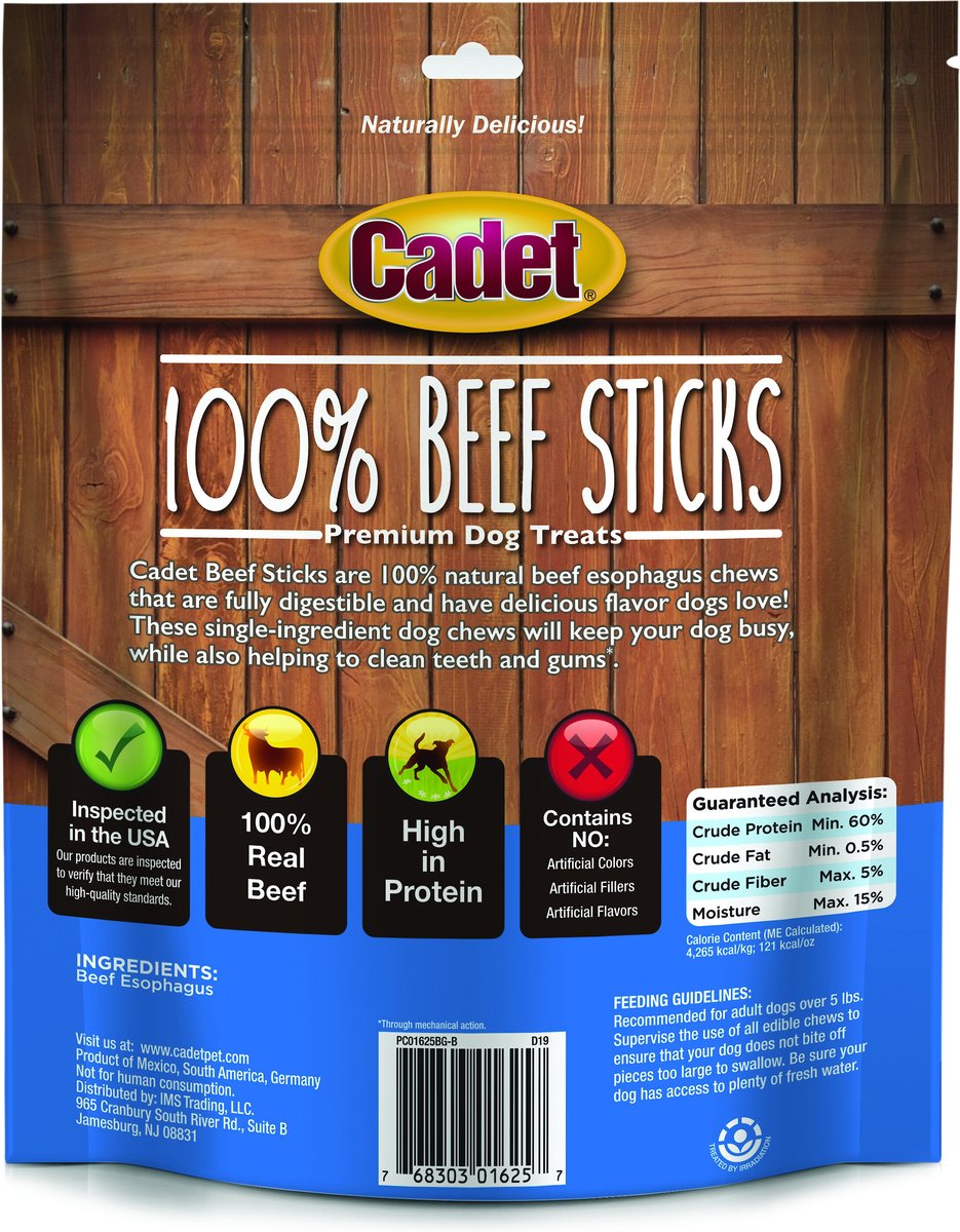 Cadet Beef Sticks Dog Treats， 12-oz bag