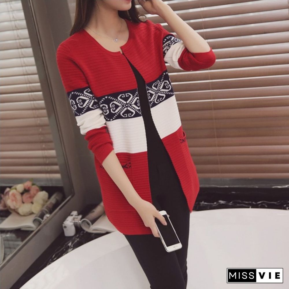 Women Knitted Cardigan Sweaters Coat Women's Sweater Top Feminine Clothes Long Sleeve Warm Jacket Korean Style Autumn Winter