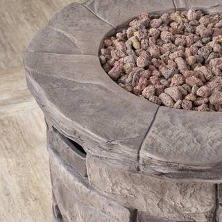 Noble House Xiomara 30 in. x 24 in. Circular MGO Propane Fire Pit in Grey 17025