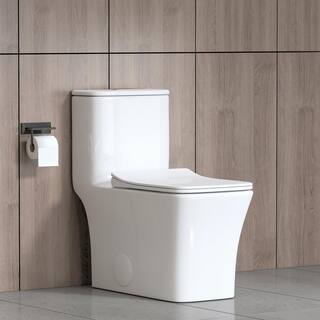 Hanikes One-Piece 1.11.6 GPF High Efficiency Dual Flush Square Toilet in White Soft Close Seat Included AR413F