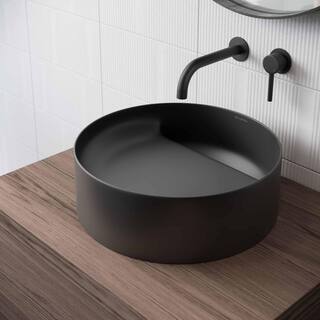 Swiss Madison Beau 16.5 in. Round Ceramic Vessel Bathroom Sink in Matte Black SM-VS301MB