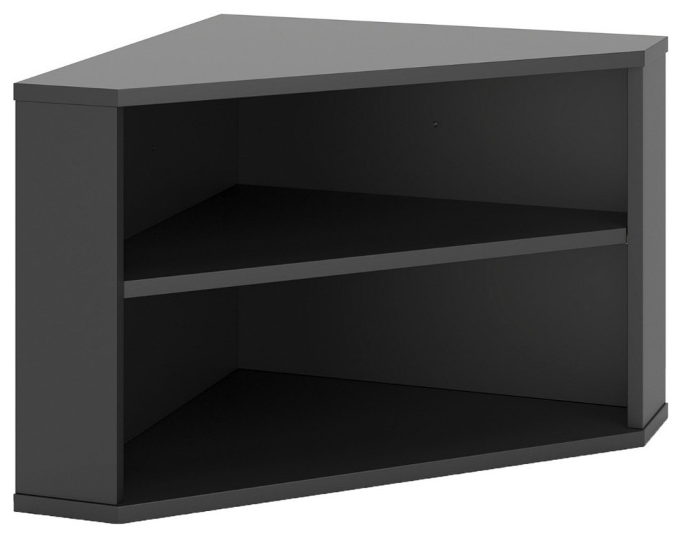 Tio 29 quotCorner Bookcase Console With 2 Shelves  Triangle Shaped  Black   Transitional   Bookcases   by VirVentures  Houzz