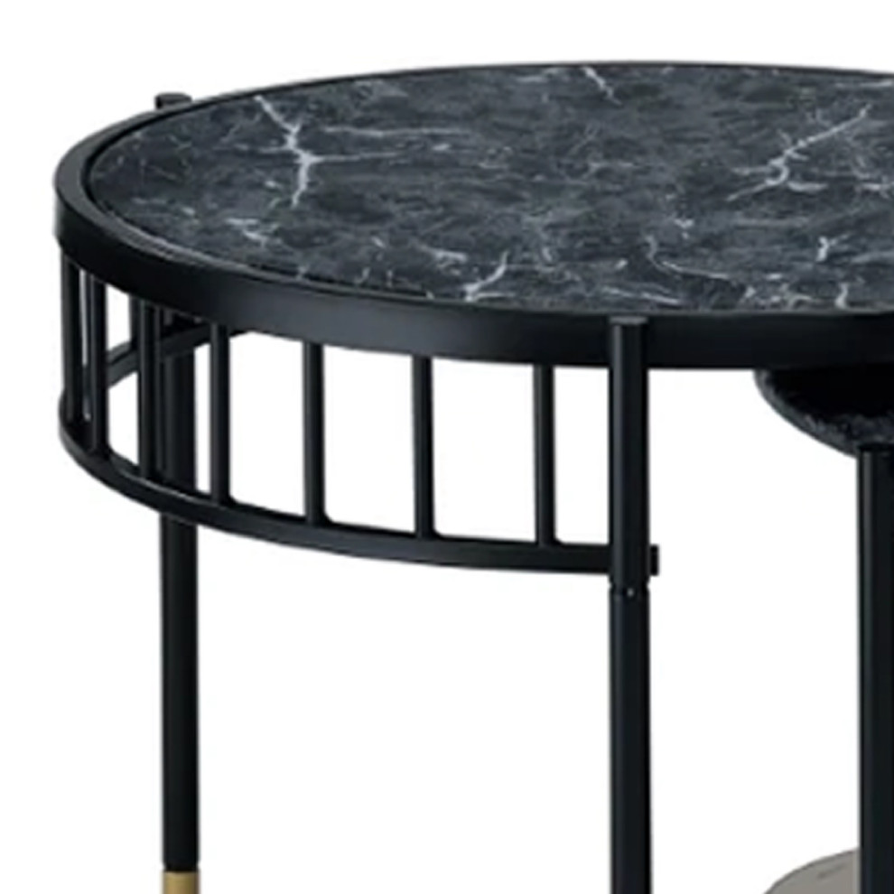 Benzara BM275495 2 Piece Nesting Coffee Table  Marble Top  Glass Shelf  Black   Contemporary   Coffee Table Sets   by Uber Bazaar  Houzz