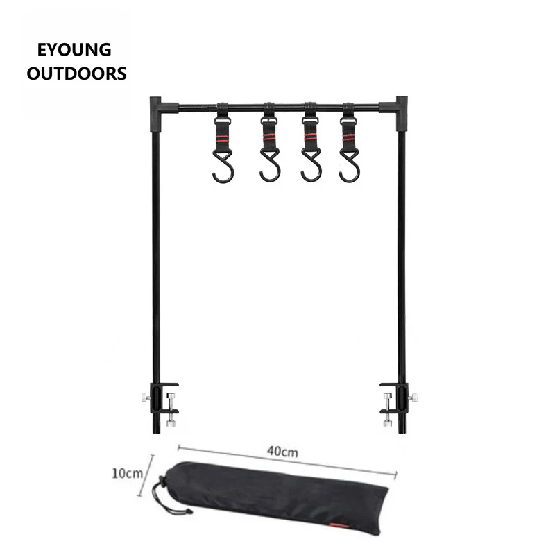 outdoor camping and hiking barbecue use aluminium camping  shelf Multifunction Folding Tableware Storage Rack Lamp Hanging rack