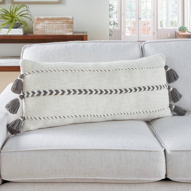 Oversize Life Styles Braided Striped Throw Pillow With Tassels Mina Victory