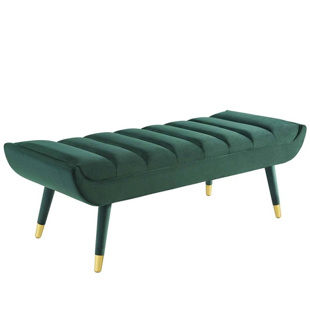 Guess Channel Tufted Performance Velvet Accent Bench Green Modway