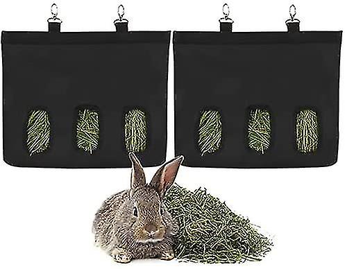 Rabbit Hay Feeder Bag， Hay Feeder For Bunny Guinea Pig Chinchilla Hamsters Small Animals，  Hanging Feeder For Rabbit  600d Oxford Cloth Fabric(black)