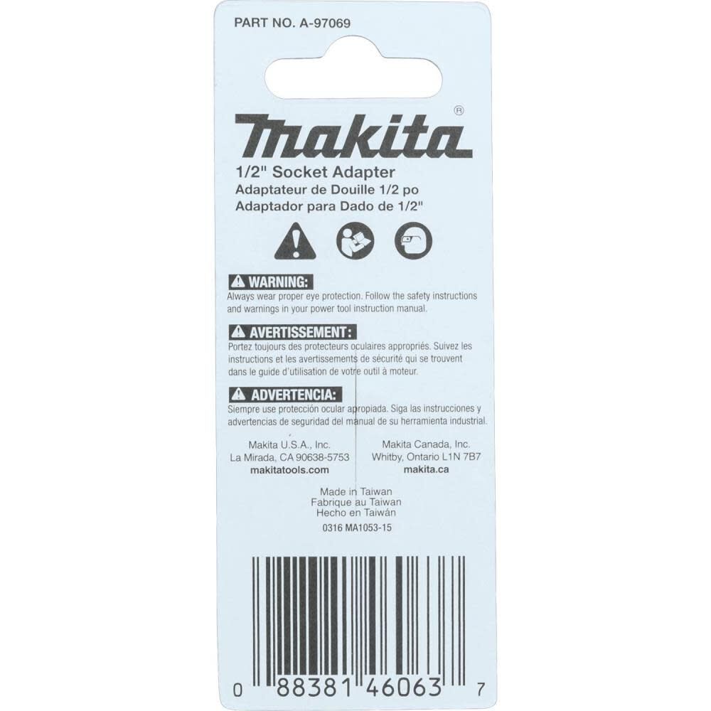 Makita Impact X 1/2 x 2 Socket Adapter A-97069 from Makita