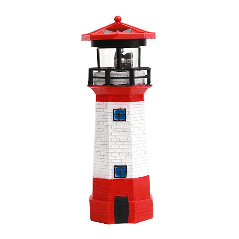 LED Solar Powered Lighthouse， 360 Degree Rotating Lamp， IP44 Waterproof LED Solar Lighthouse Light Garden Yard Outdoor Decor