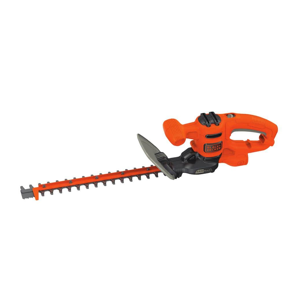 BLACK+DECKER 16 in. 3.0 Amp Corded Dual Action Electric Hedge Trimmer with Saw Blade Tip BEHTS125